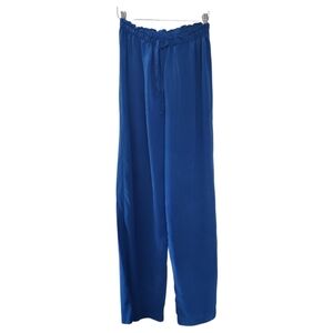 Moda International 100% Silk Lounge‎ Blue Pants Sz Small Lightweight Wide Leg